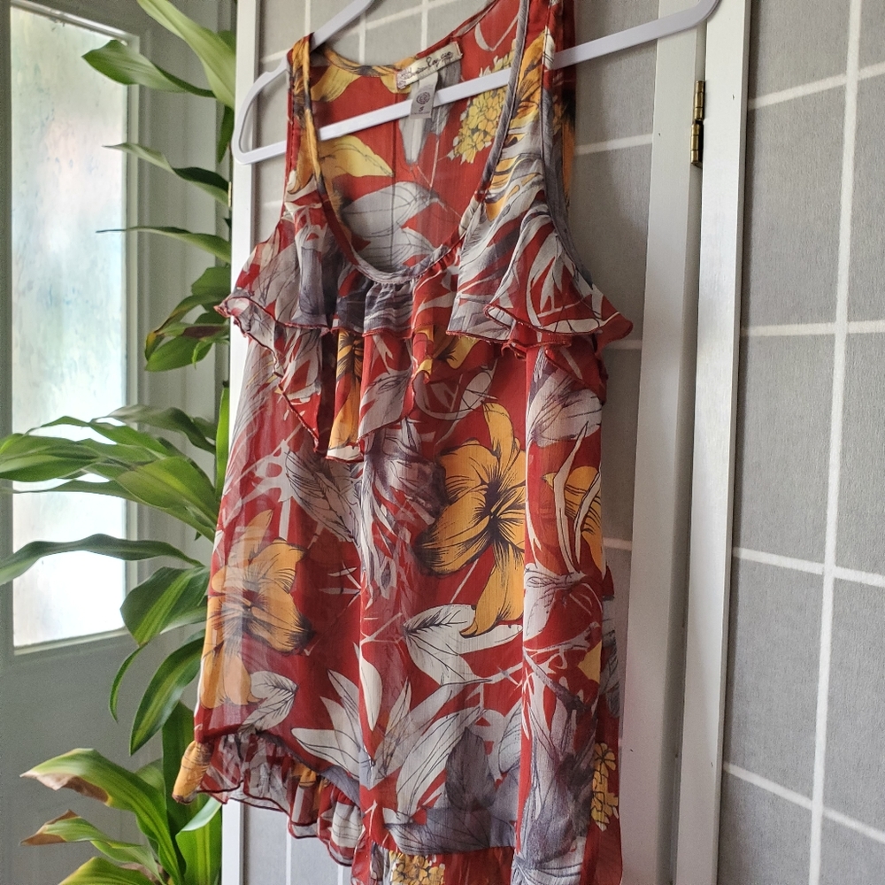 American Rag Floral Ruffled Blouse Size S - Picture 3 of 5